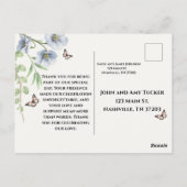 Blue Floral Wedding Thank You Poastcard ポストカード (裏面)