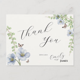 Blue Floral Wedding Thank You Poastcard ポストカード