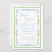 Blue Floral Whimsical Baby Shower 招待状 (正面)