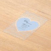 Blue Floral Whimsical Heart Baby Shower  アクリル招待状 (レイダウン)