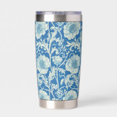Blue Floral William Morris Elegant Monogram 保温保冷タンブラー (背面)