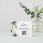 Blue Floral Winter Wedding QR code Details Insert エンクロージャーカード (スタンド正面)