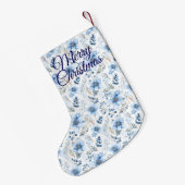 Blue Florals Christmas Stocking スモールクリスマスストッキング (裏面 (吊り時))