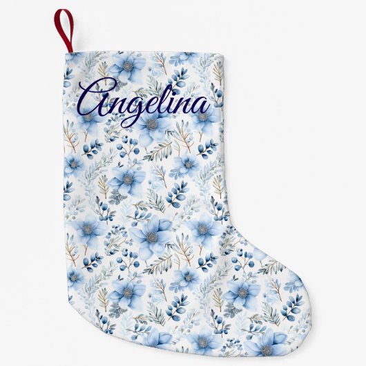 Blue Florals Christmas Stocking スモールクリスマスストッキング (正面)