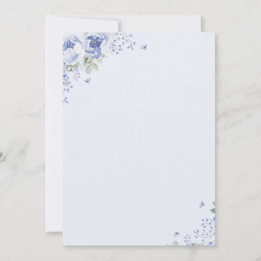 Blue Florals Coffee Bridal Shower 招待状 (裏面)