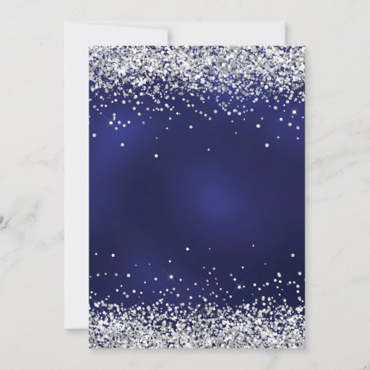 Blue florals silver 25th wedding anniversary 招待状 (裏面)