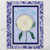 Blue Flourish Flower Scrapbook Paper Bulk Pages チラシ (裏面)