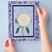 Blue Flourish Flower Scrapbook Paper Bulk Pages チラシ (手)