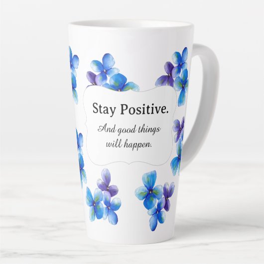 Blue flower coffee mug positive statement  カフェラテマグ (右アングル)