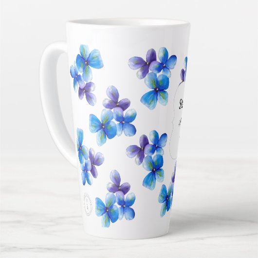Blue flower coffee mug positive statement  カフェラテマグ (左アングル)