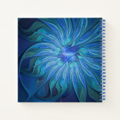 Blue Flower Fantasy Pattern, Abstract Fractal Art ノートブック (裏面)