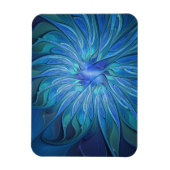Blue Flower Fantasy Pattern, Abstract Fractal Art マグネット (縦)