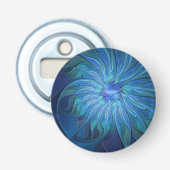 Blue Flower Fantasy Pattern, Abstract Fractal Art 栓抜き (正面)