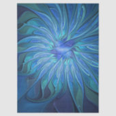 Blue Flower Fantasy Pattern, Abstract Fractal Art 薄葉紙 (正面)