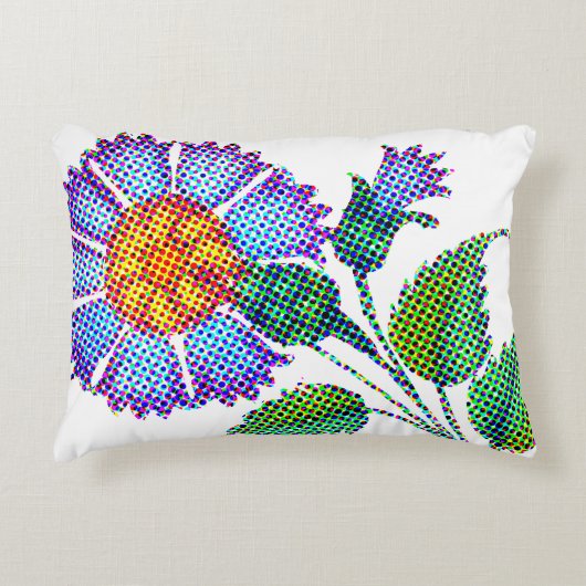 Blue Flower Halftone Fine Art アクセントクッション (正面)