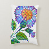 Blue Flower Halftone Fine Art アクセントクッション (裏面(縦))