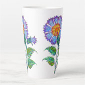 Blue Flower Halftone Fine Art カフェラテマグ (正面)