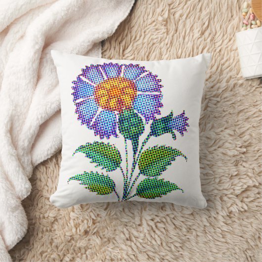 Blue Flower Halftone Fine Art クッション (ブランケット)