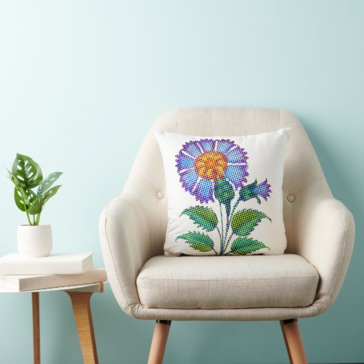 Blue Flower Halftone Fine Art クッション (椅子)