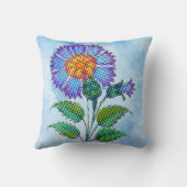 Blue Flower Halftone on Blue Fine Art クッション (裏面)