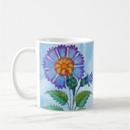 Blue Flower Halftone on Blue Fine Art コーヒーマグカップ