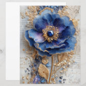 Blue Flower Junk Journal Scrapbook Paper (正面/裏面)