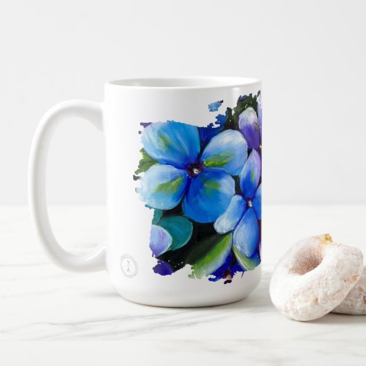 Blue flower Love is the answer love mug コーヒーマグカップ (ドーナツ)