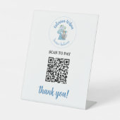  Blue Flower Mixer Bakery QR Code Scan To Pay 台座サイン (正面)