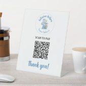  Blue Flower Mixer Bakery QR Code Scan To Pay 台座サイン (インサイチュ)