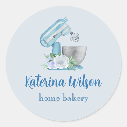  Blue Flower Mixer Logo Brand  ラウンドシール (正面)