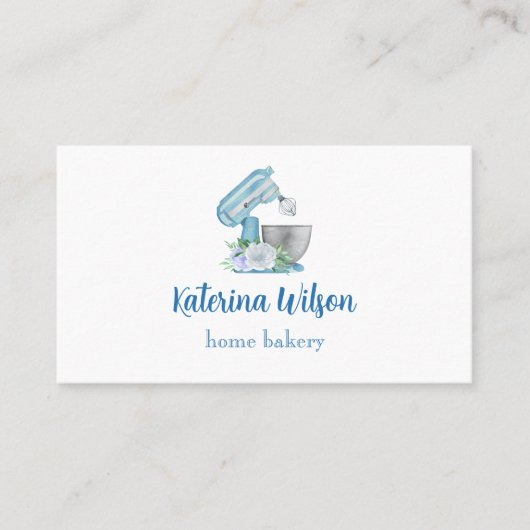  Blue Flower Mixer QR Code Leave us a review 名刺 (正面)