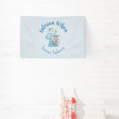  Blue Flower Mixer Small Bakery Logo Brand 横断幕 (インサイチュ)