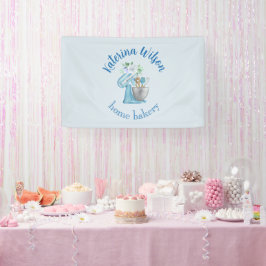  Blue Flower Mixer Small Bakery Logo Brand 横断幕