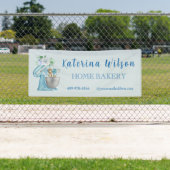 Blue Flower Mixer Small Bakery Logo Brand Banner 横断幕 (インサイチュ)