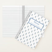 Blue Flower Personalized Journal Notebook ノートブック (内側)