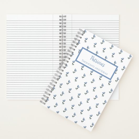 Blue Flower Personalized Journal Notebook ノートブック (内側)