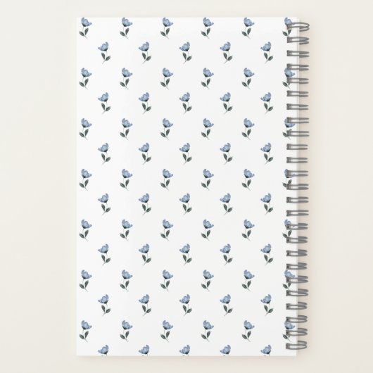 Blue Flower Personalized Journal Notebook ノートブック (裏面)
