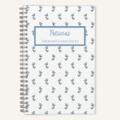 Blue Flower Personalized Journal Notebook ノートブック (正面)