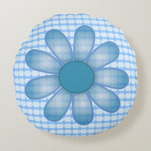 Blue Flower Screwball Graphics ラウンドクッション (正面)