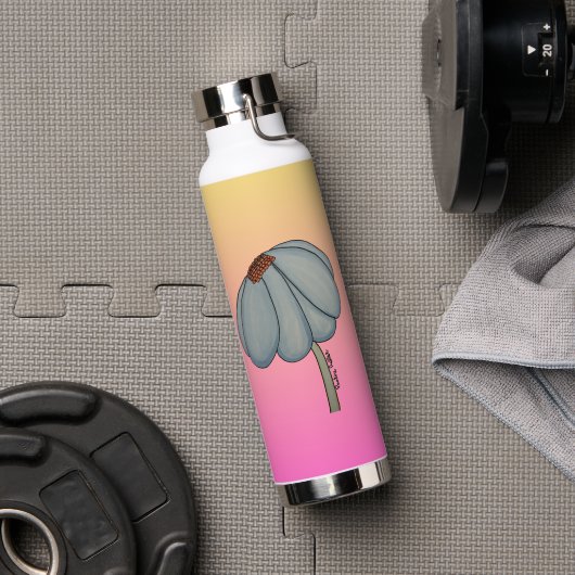 Blue Flower with Pink background ウォーターボトル (ジム (回転後))