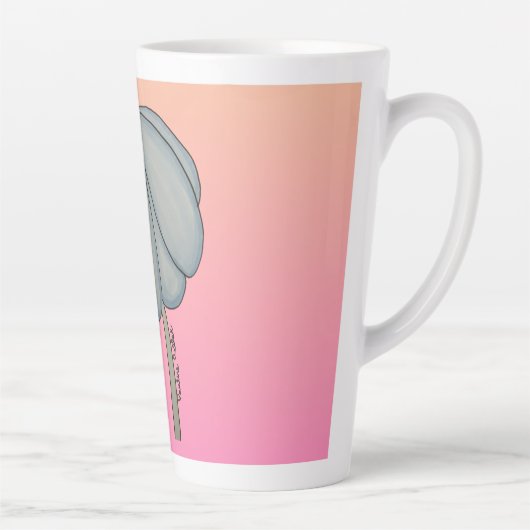 Blue flower with pink background カフェラテマグ (右)