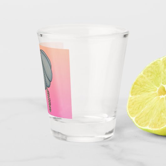 Blue flower with pink background ショットグラス (右)