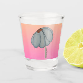 Blue flower with pink background ショットグラス