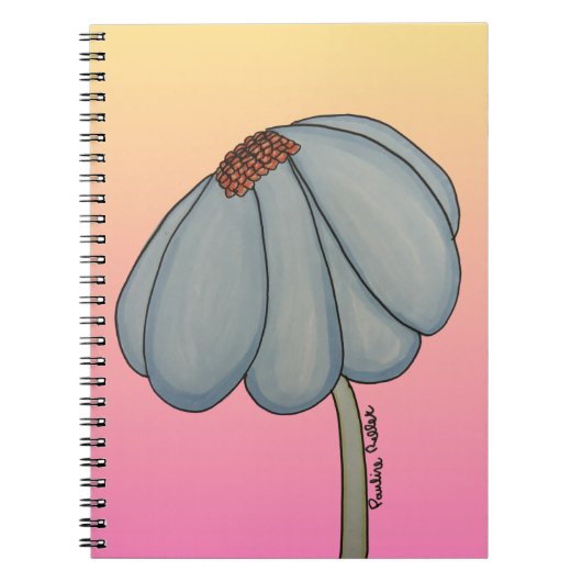 Blue Flower with pink background ノートブック (正面)