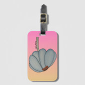 Blue Flower with pink background ラゲッジタグ (正面縦)