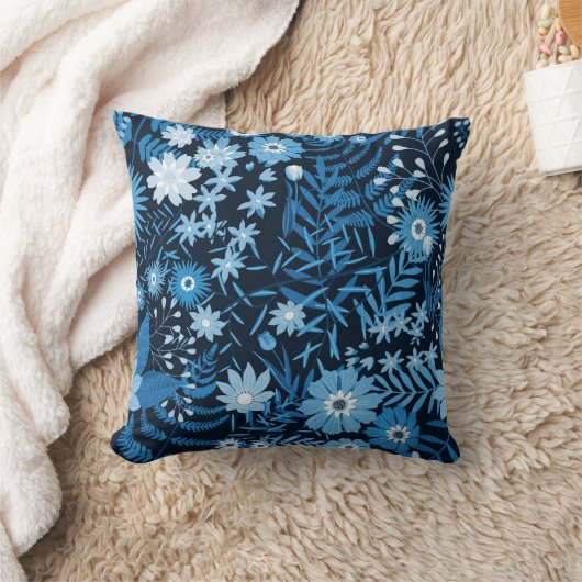 Blue Flowers クッション (ブランケット)