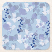 Blue Flowers スクエアペーパーコースター (正面)
