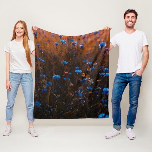 Blue flowers フリースブランケット (インサイチュ)