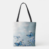 Blue Flowers and Butterfly Custom Tote Bag トートバッグ (裏面)