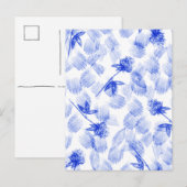 Blue Flowers And Elements Floral Card. ポストカード (正面/裏面)